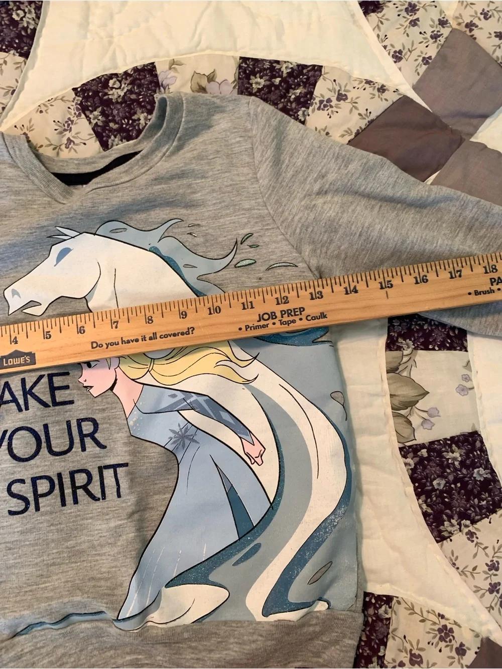 Disney Girls Gray Frozen 'Wake Your Spirit' Sweatshirt with Blue Graphic